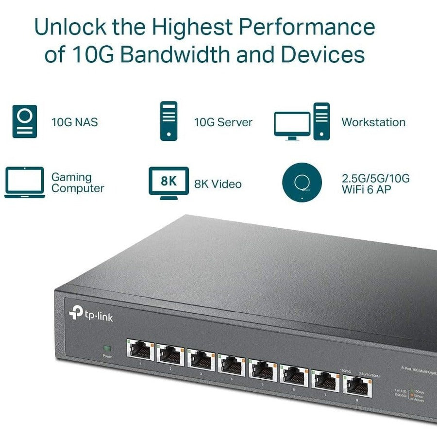 10G Ethernet Switch - TP-LINK TL-SX1008 8-Port High-Speed Desktop/Rackmount | Tecisoft