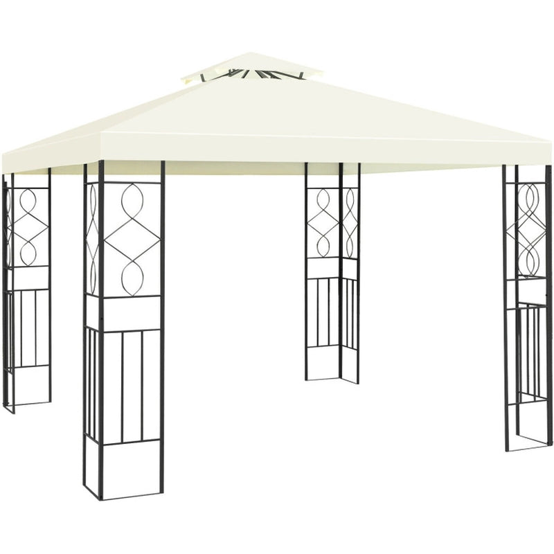 10x10 Feet Patio Gazebo Canopy Tent With Dual Tier Ventilated Roof For Outdoor Events