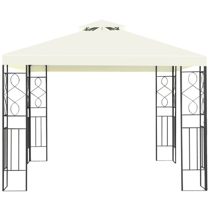 10x10 Feet Patio Gazebo Canopy Tent With Dual Tier Ventilated Roof For Outdoor Events