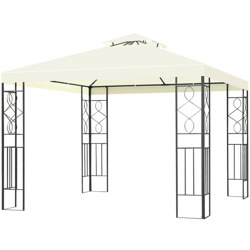 10x10 Feet Patio Gazebo Canopy Tent With Dual Tier Ventilated Roof For Outdoor Events