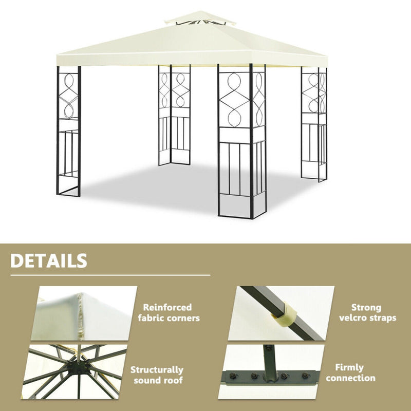 10x10 Feet Patio Gazebo Canopy Tent With Dual Tier Ventilated Roof For Outdoor Events