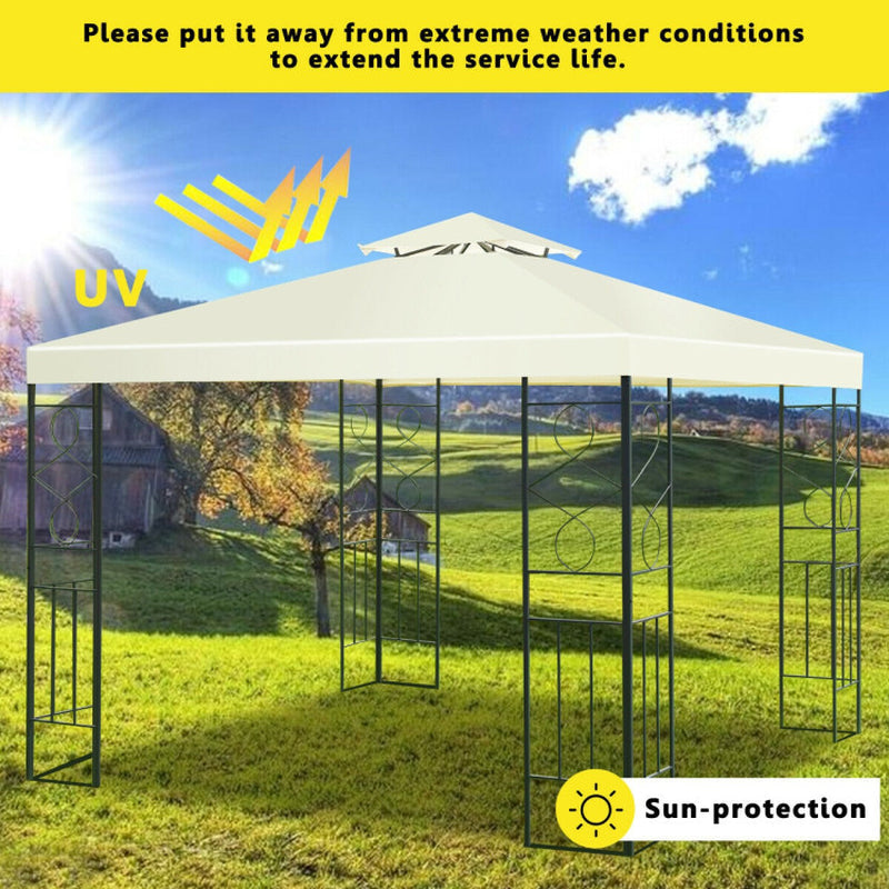 10x10 Feet Patio Gazebo Canopy Tent With Dual Tier Ventilated Roof For Outdoor Events