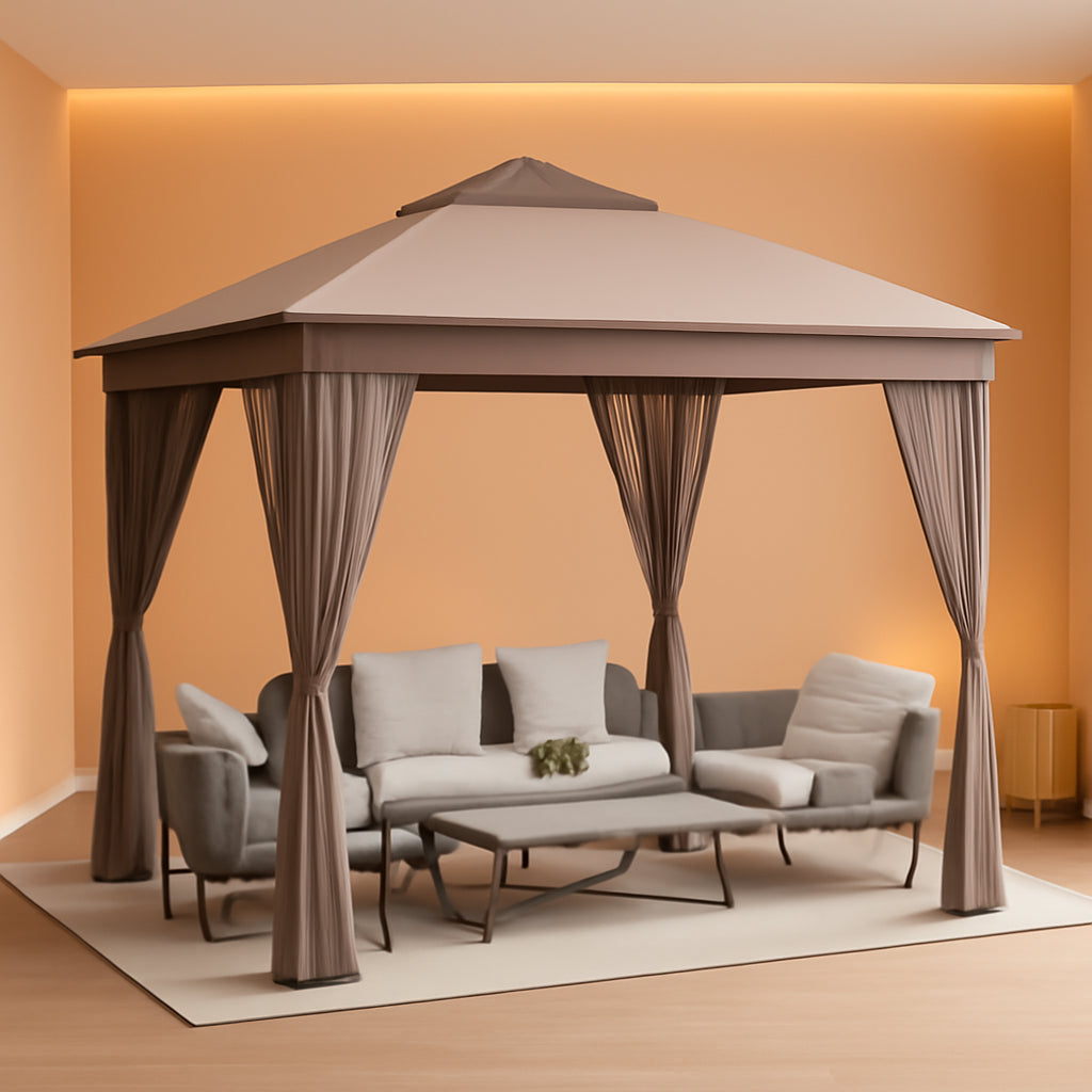 11 By 11 Feet Pop Up Gazebo Tent With 2 Tier Roof And Mesh Sides Portable Canopy Shelter