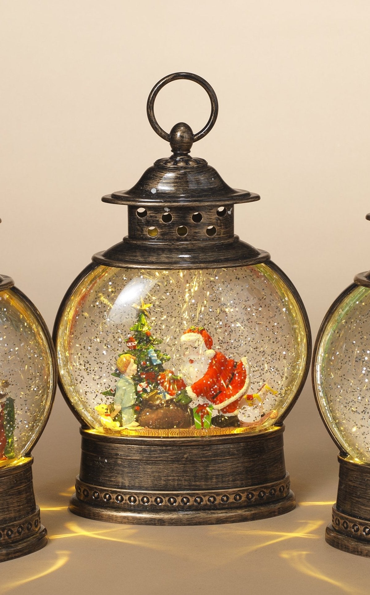 11" Lighted Glitter Water Lantern - Santa