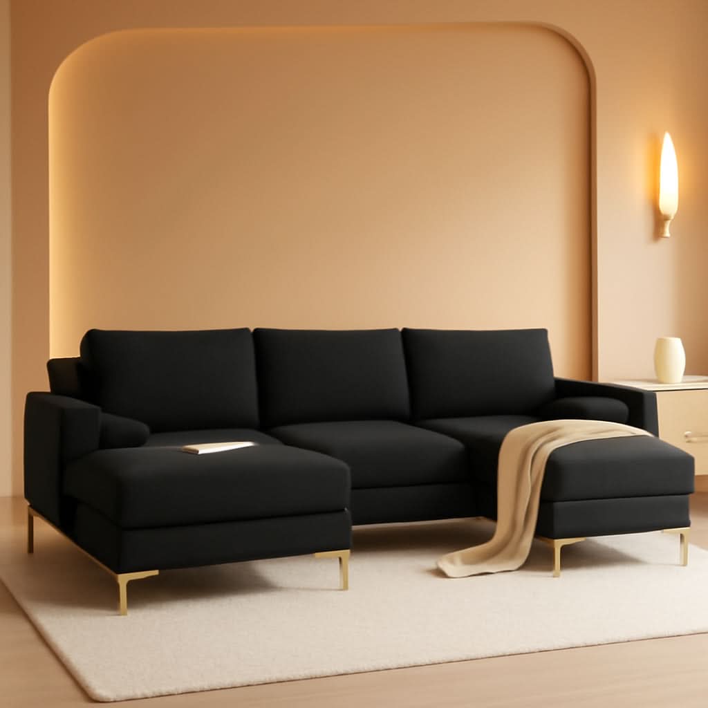 110 Inch Modern U Shaped Sectional Couch With 51 Inch Double Chaise For Living Room Comfort And Style