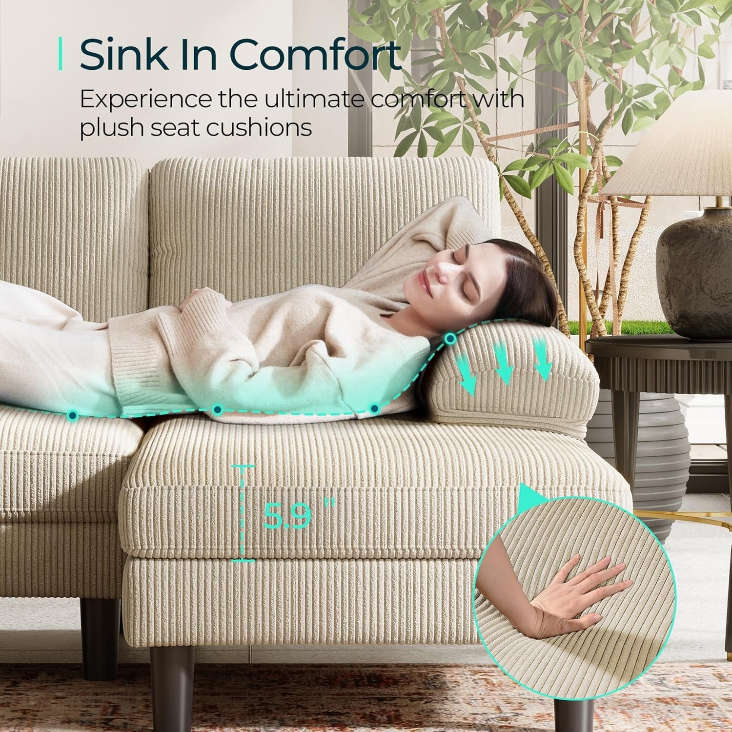 111 Inch U Shaped Sectional Sofa Sleepable Armrests