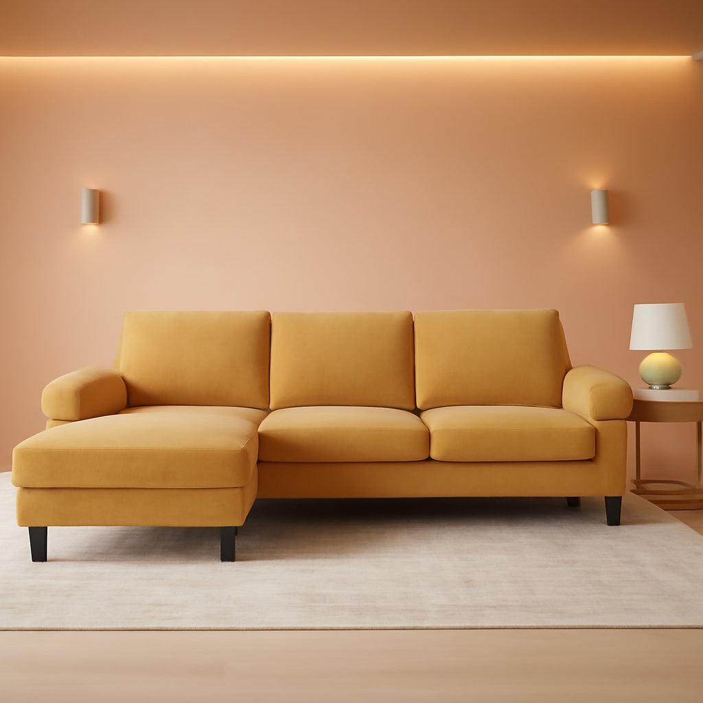 111 Inch Yellow U Shaped Sectional Sofa Sleepable Armrests