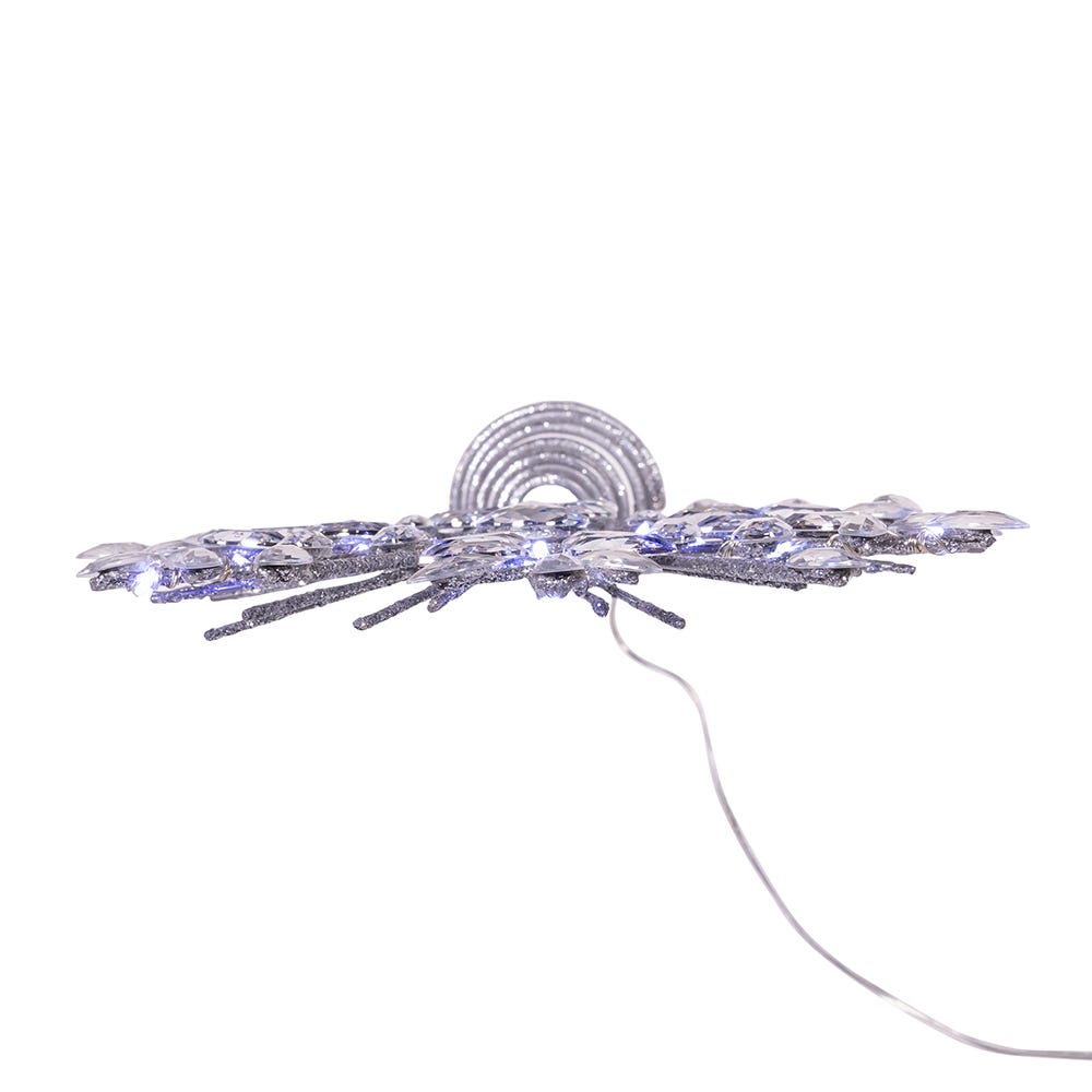 11.75" Lighted Silver Glittered Snowflake Treetop