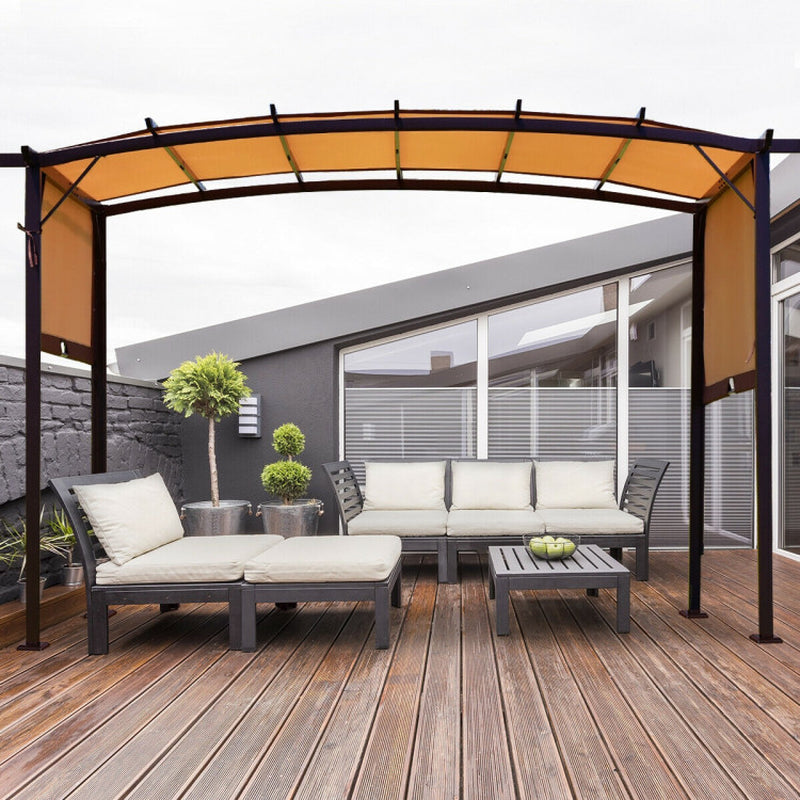 12 X 9 Feet Outdoor Pergola Gazebo With Retractable Canopy