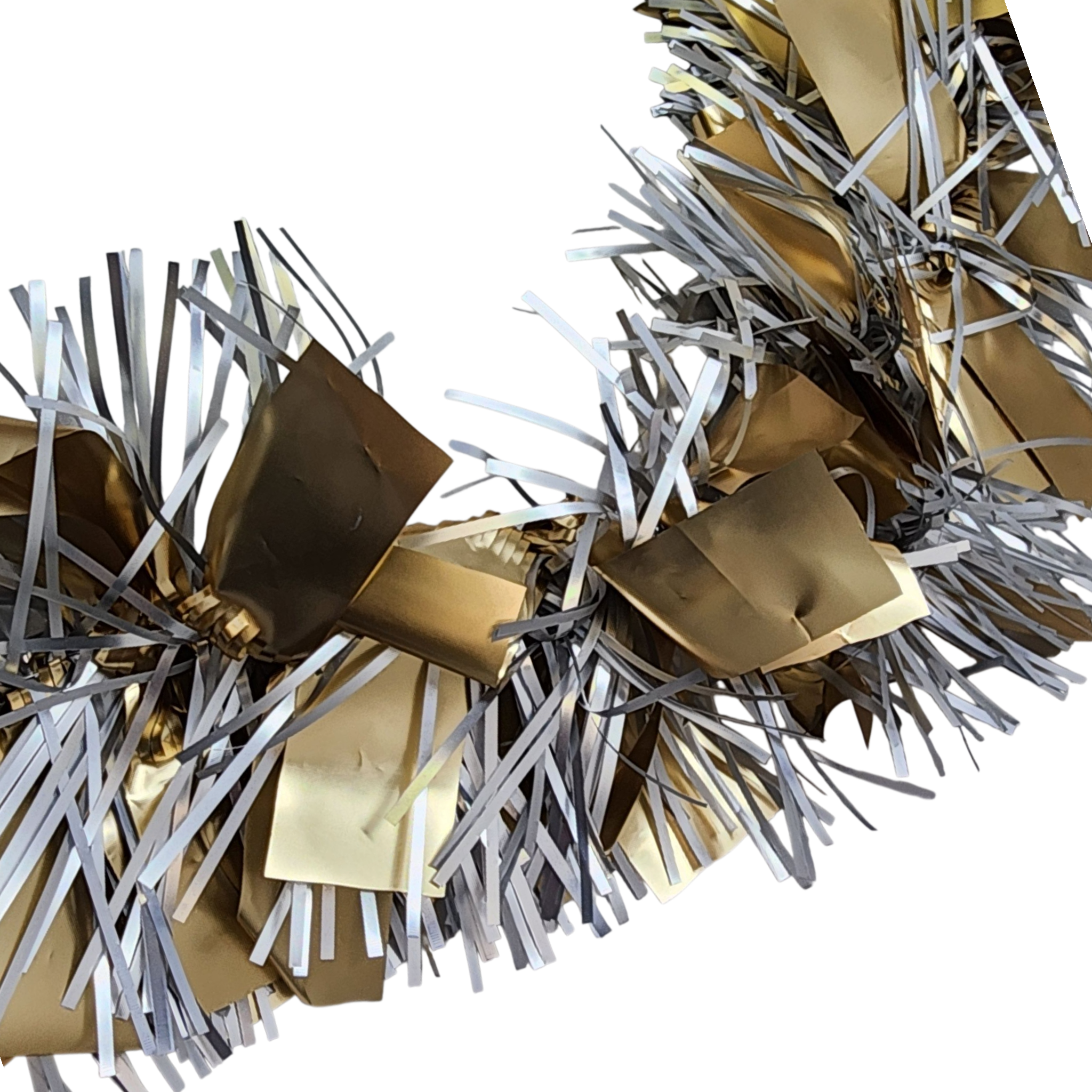 12 foot 4 Ply Luxury Matte Tinsel Garland - Silver/Gold