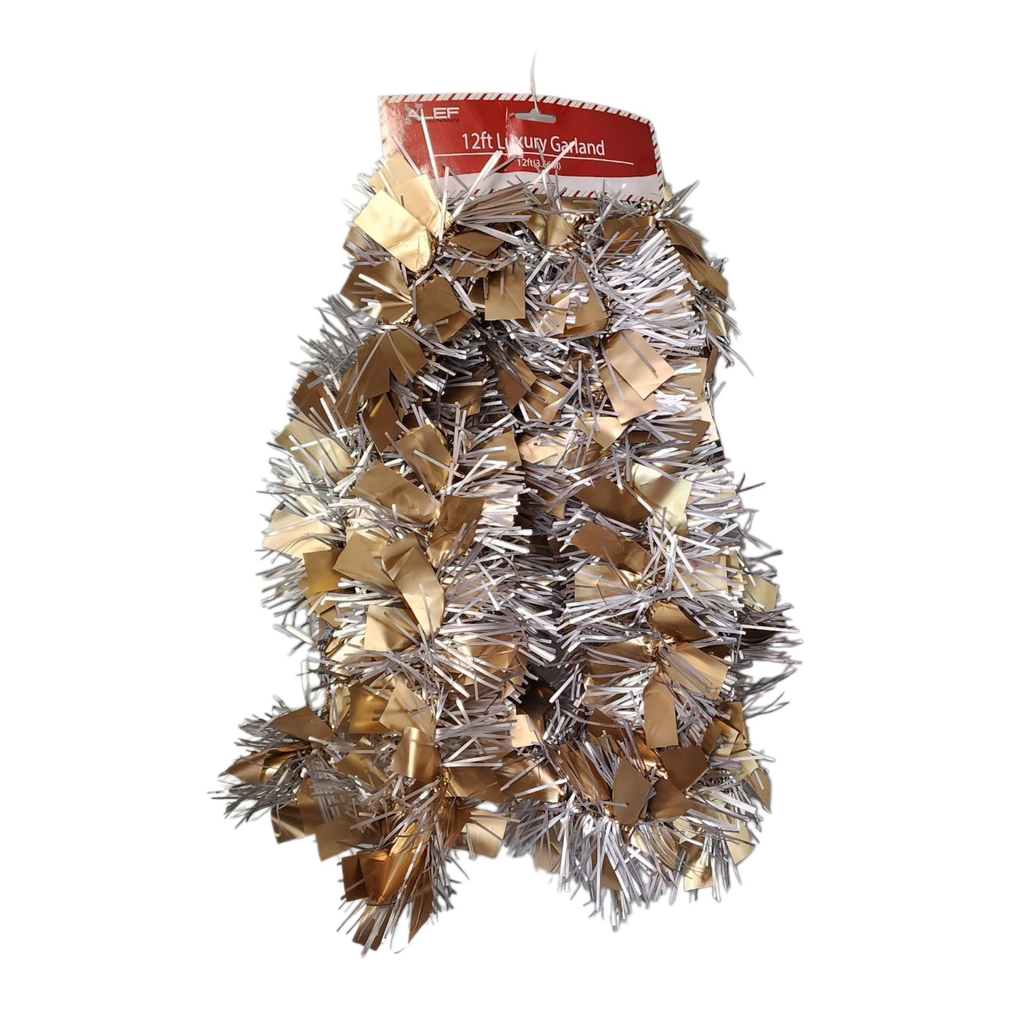 12 foot 4 Ply Luxury Matte Tinsel Garland - Silver/Gold