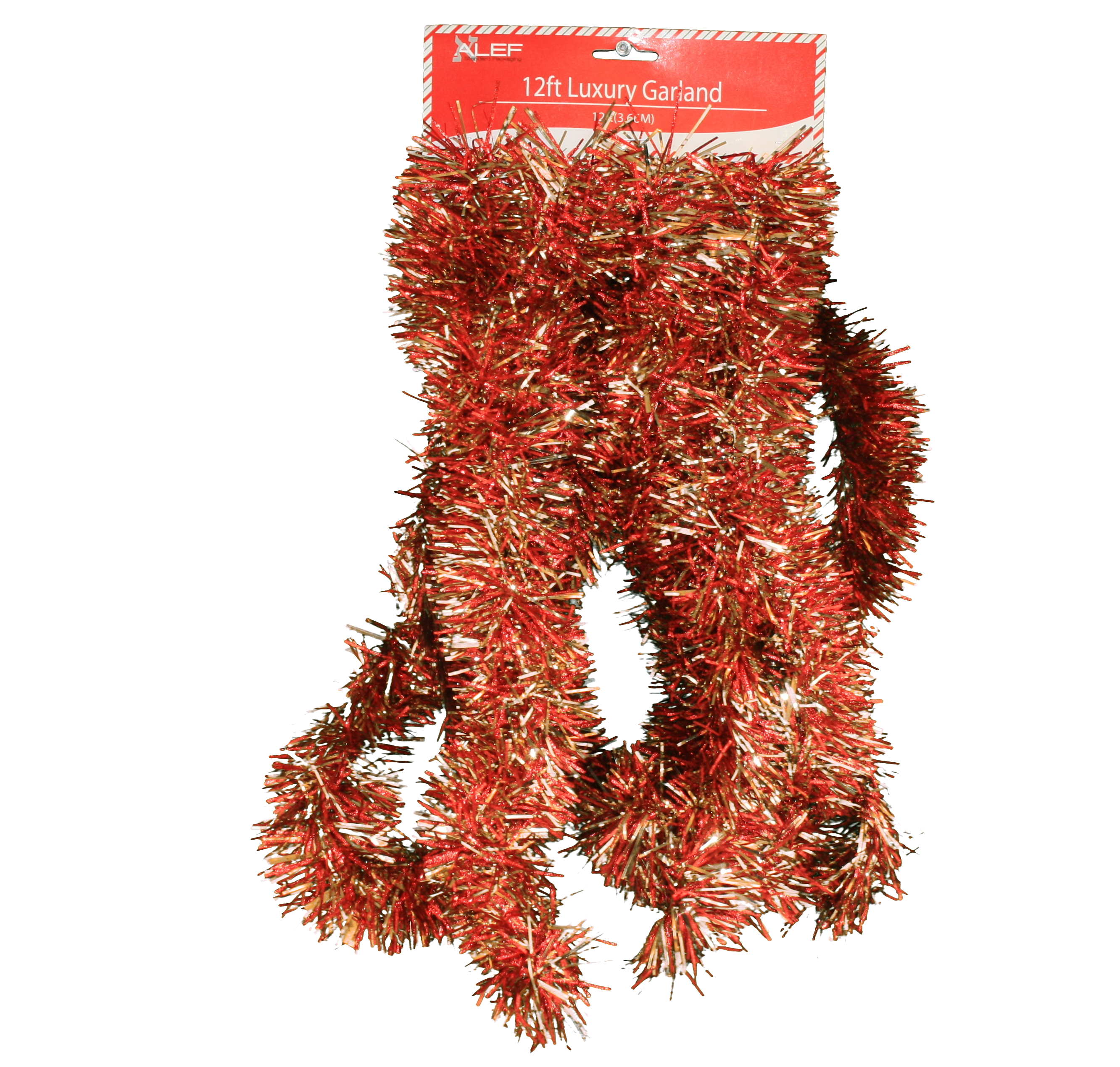 12 foot 5 Ply Deluxe Tinsel Garland - Red/Gold