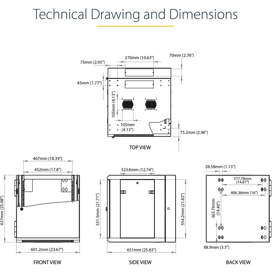 12U Wall Mount Network Cabinet - 4-Post Hinged Enclosure | StarTech.com RK1224WALHM