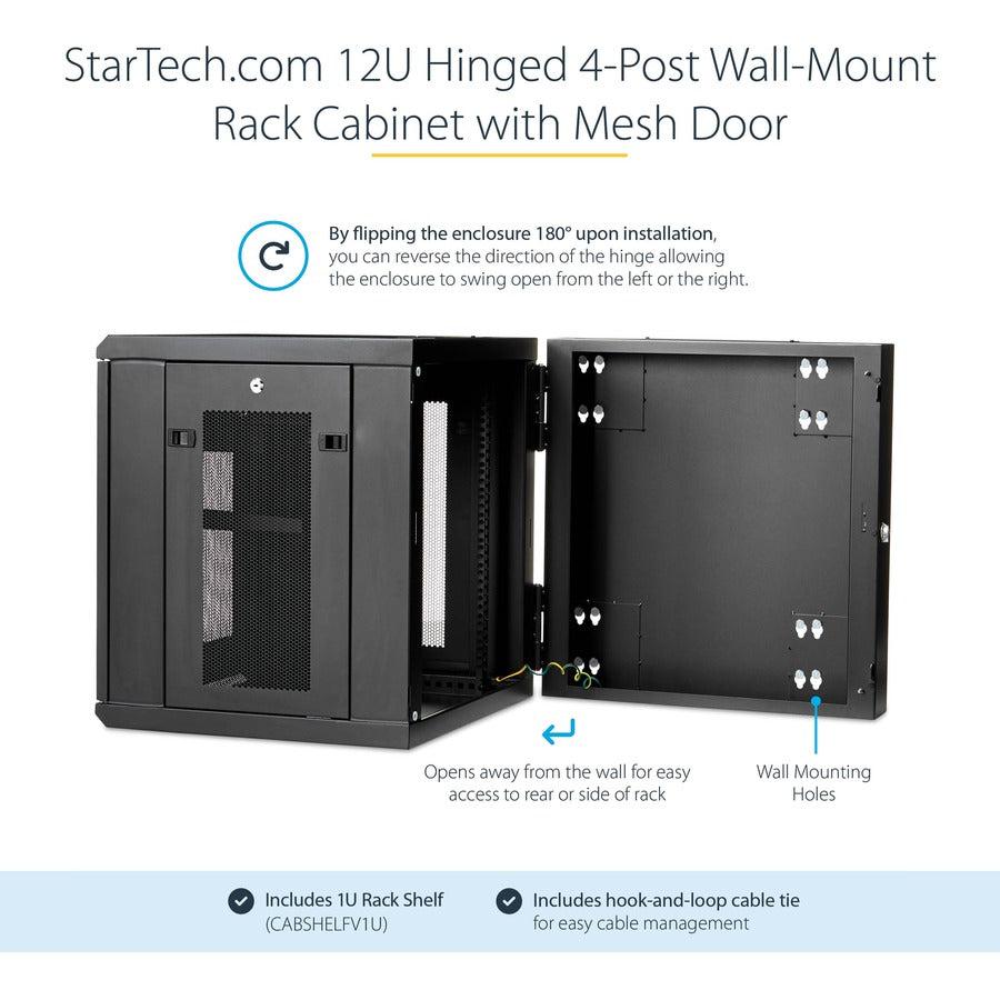 12U Wall Mount Network Cabinet - 4-Post Hinged Enclosure | StarTech.com RK1224WALHM