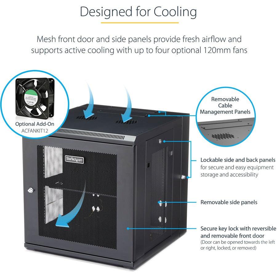 12U Wall Mount Network Cabinet - 4-Post Hinged Enclosure | StarTech.com RK1224WALHM