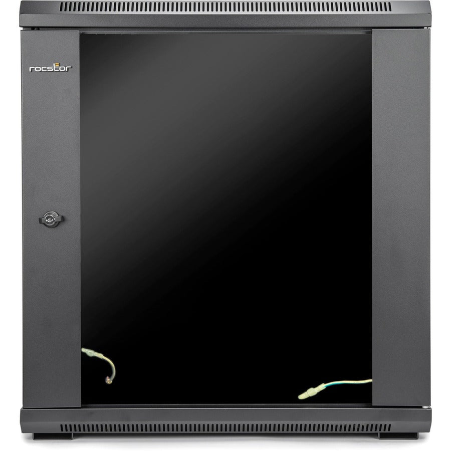 12U Wall Mount Server Rack - Network Equipment Enclosure with Tempered Glass | Rocstor Y10E003-B1