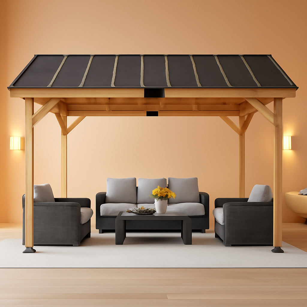 12x15 Spruce Gazebo Hardtop With Asphalt Roof Outdoor