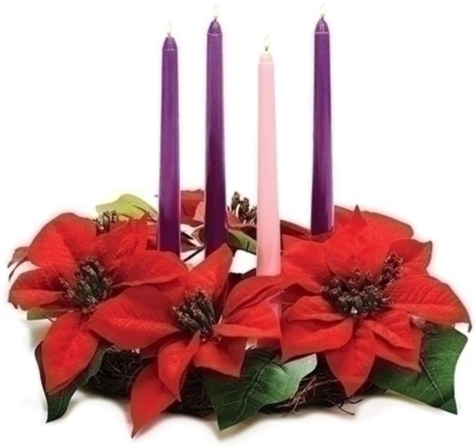 14 Inch Advent Wreath Poinsettia Candle Holder