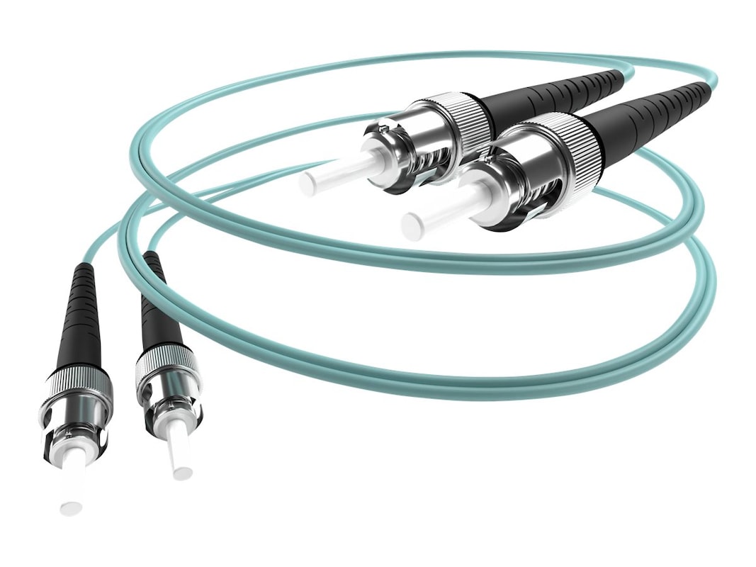 15 Meter St-St Om3 10Gig Fiber Optic Cable, Aqua, Ofnr, 50/125 Micron, Multimode
