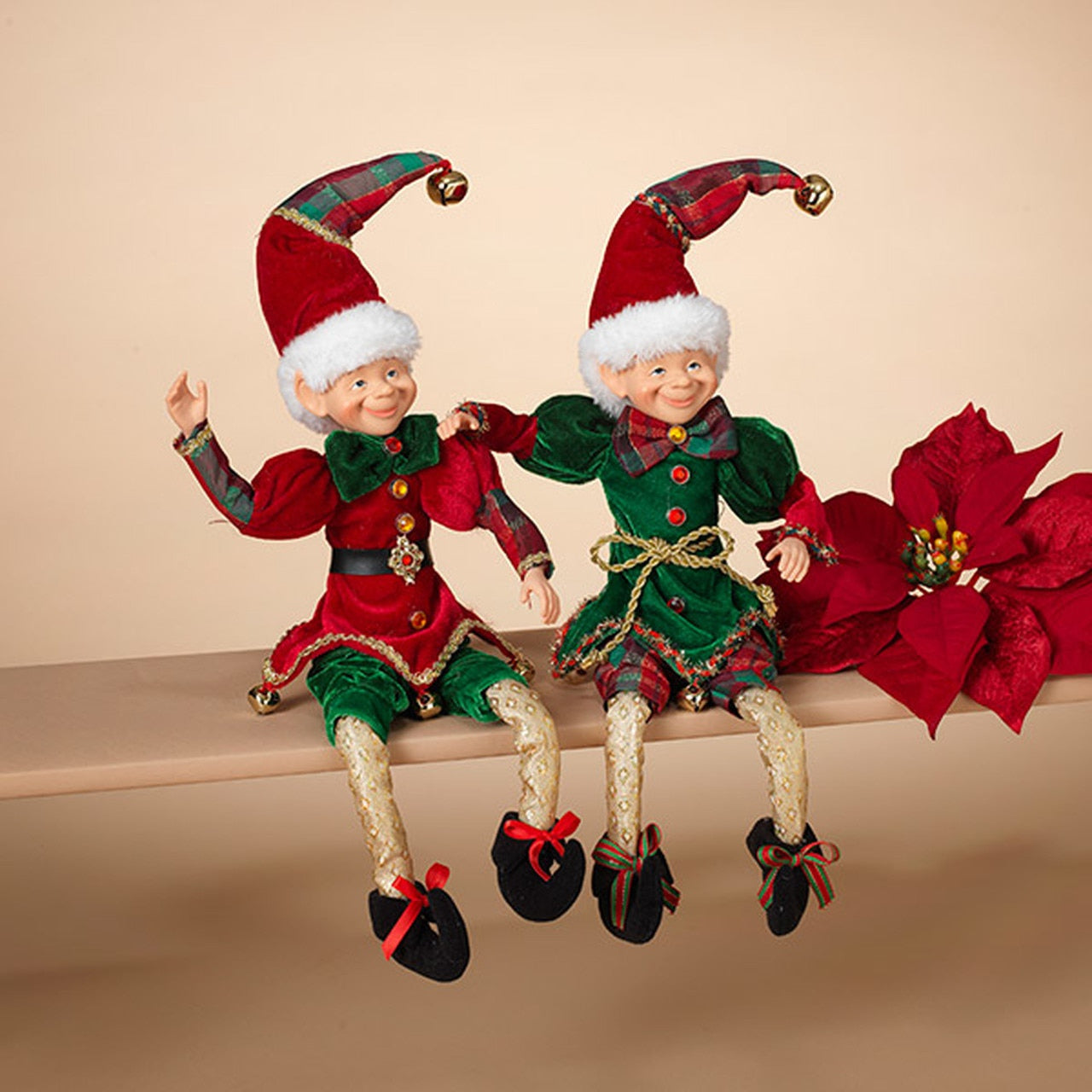 16 Inch Holiday Elf Figurine - Green
