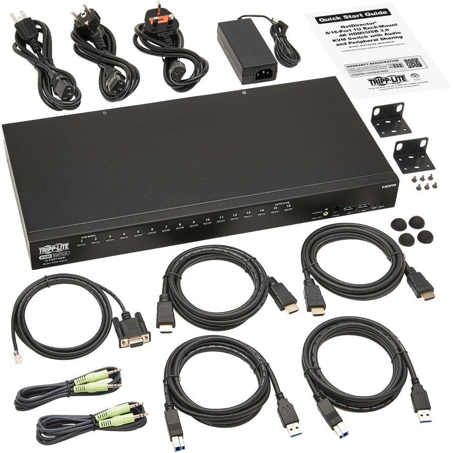 16-Port 4K HDMI KVM Switch - USB Peripheral Sharing Rack Mount | TecISoft B024-H4U16