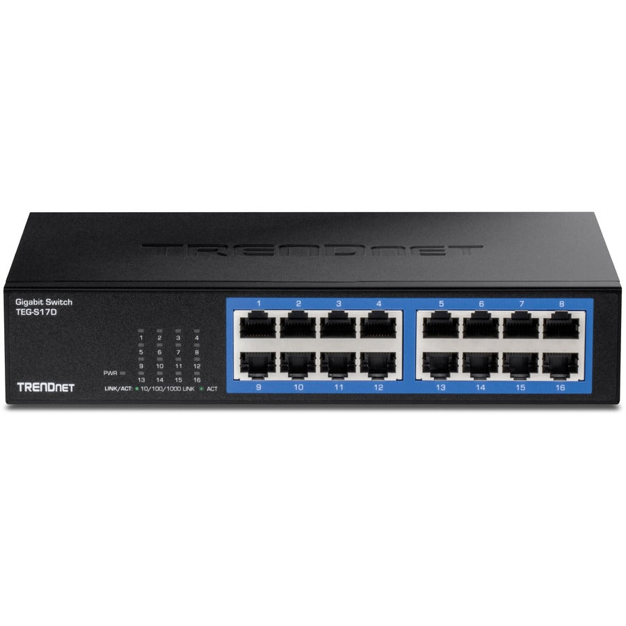 16 Port Gigabit Switch - Desktop Ethernet Switches for Small Business | TRENDnet TEG-S17D