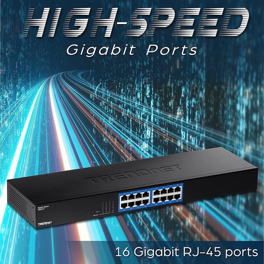 16-Port Gigabit Switch - TRENDnet TEG-S17 Rackmount Solution | TecISoft