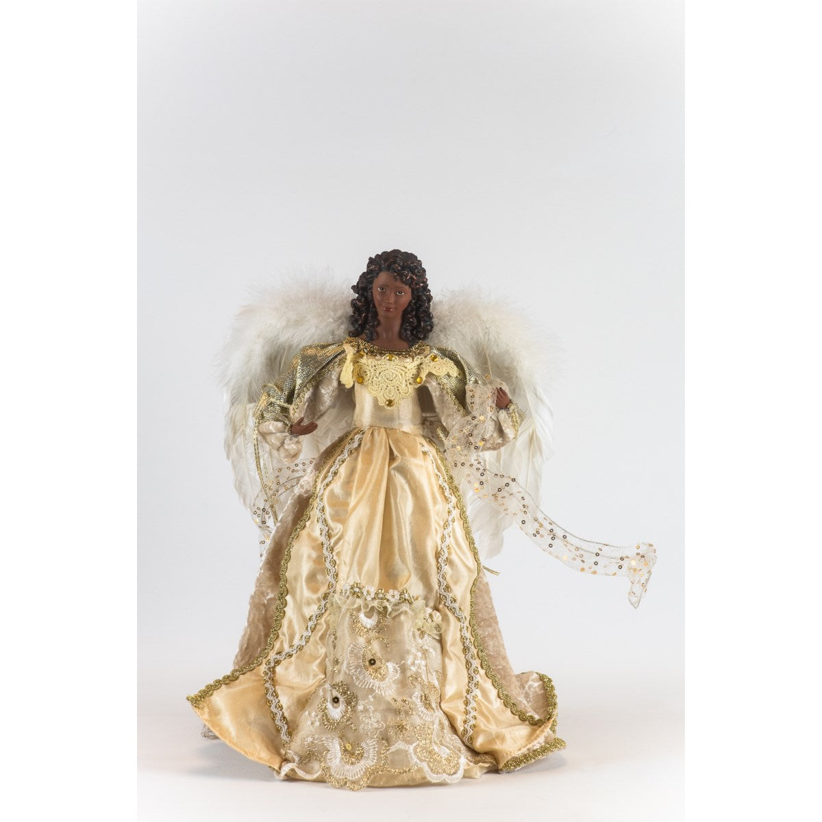 16 inch African American Angel in Gold Gown