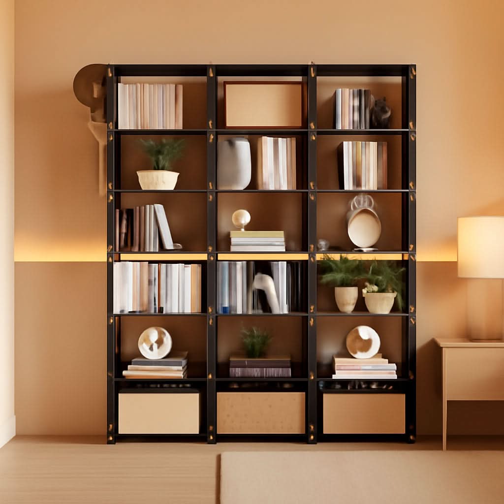 18 Cube Black Durable Bookcase With Storage Organizer