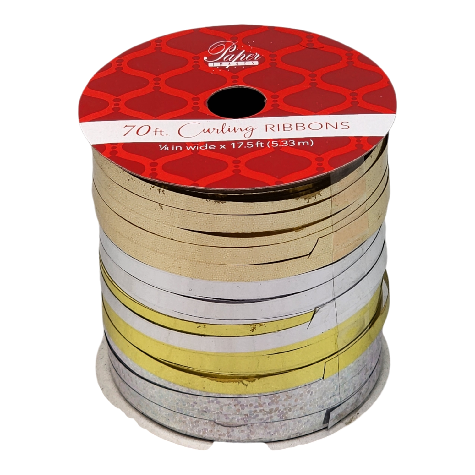 1/8 Inch Curling Ribbon - 4 Colors - 17.5 Feet Each - Platinum/Silver/Gold/Sparkle