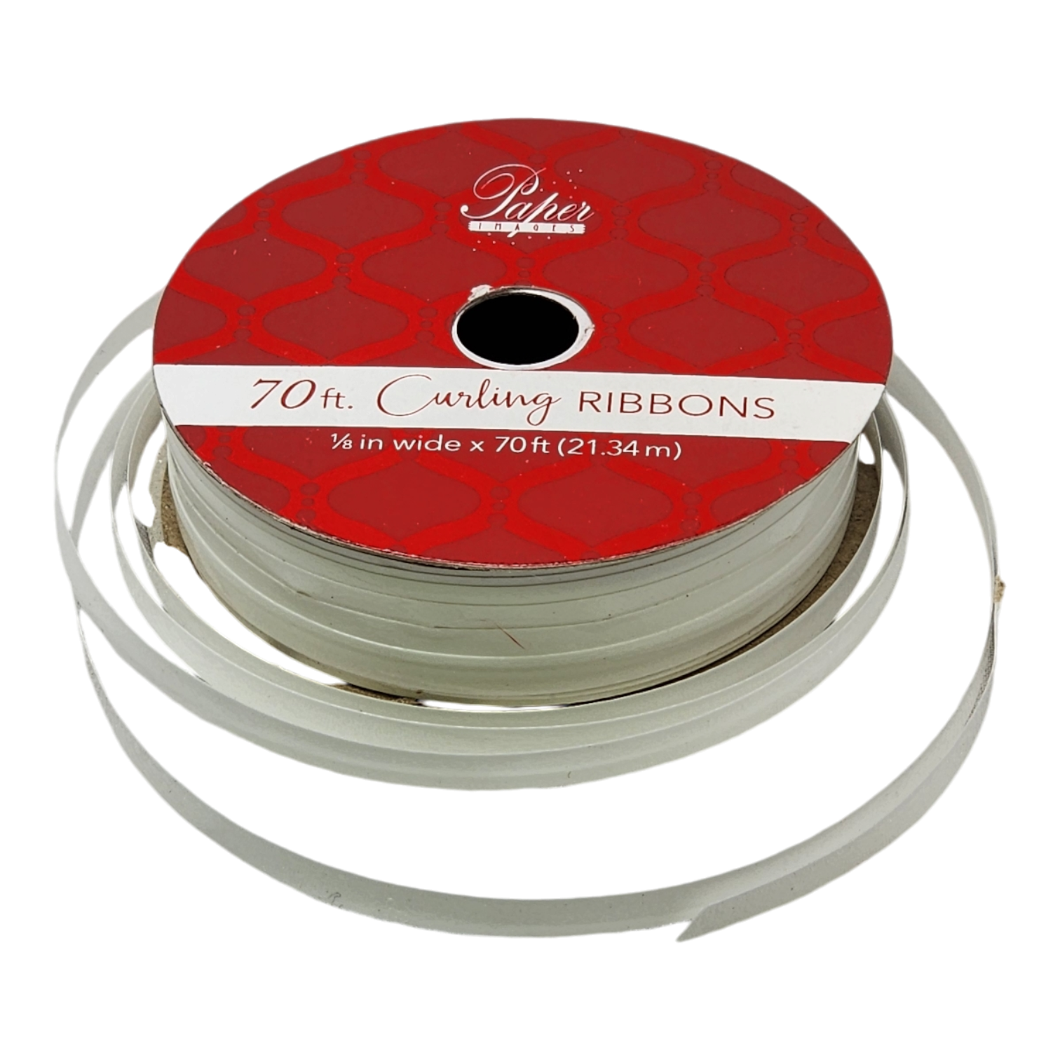 1/8 Inch Curling Ribbon - 70 Feet Long - White