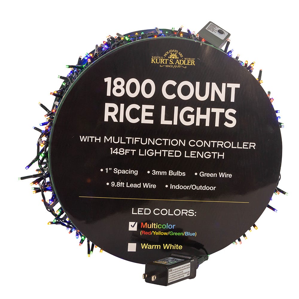 1800-Light Multi-Color LED Rice Light Set - 148 Feet