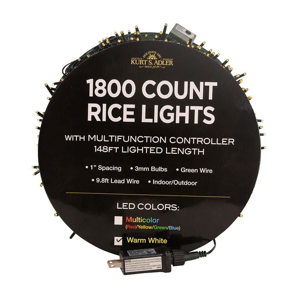 1800-Light Warm White LED Rice Light Set - 148 Feet