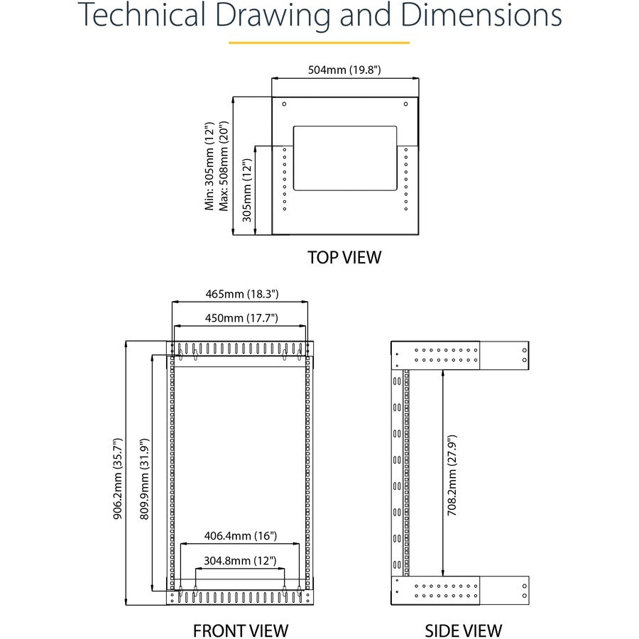 18U Wall Mount Rack - Heavy-Duty Network Server Rack | StarTech RACK-18U-20-WALL-OA