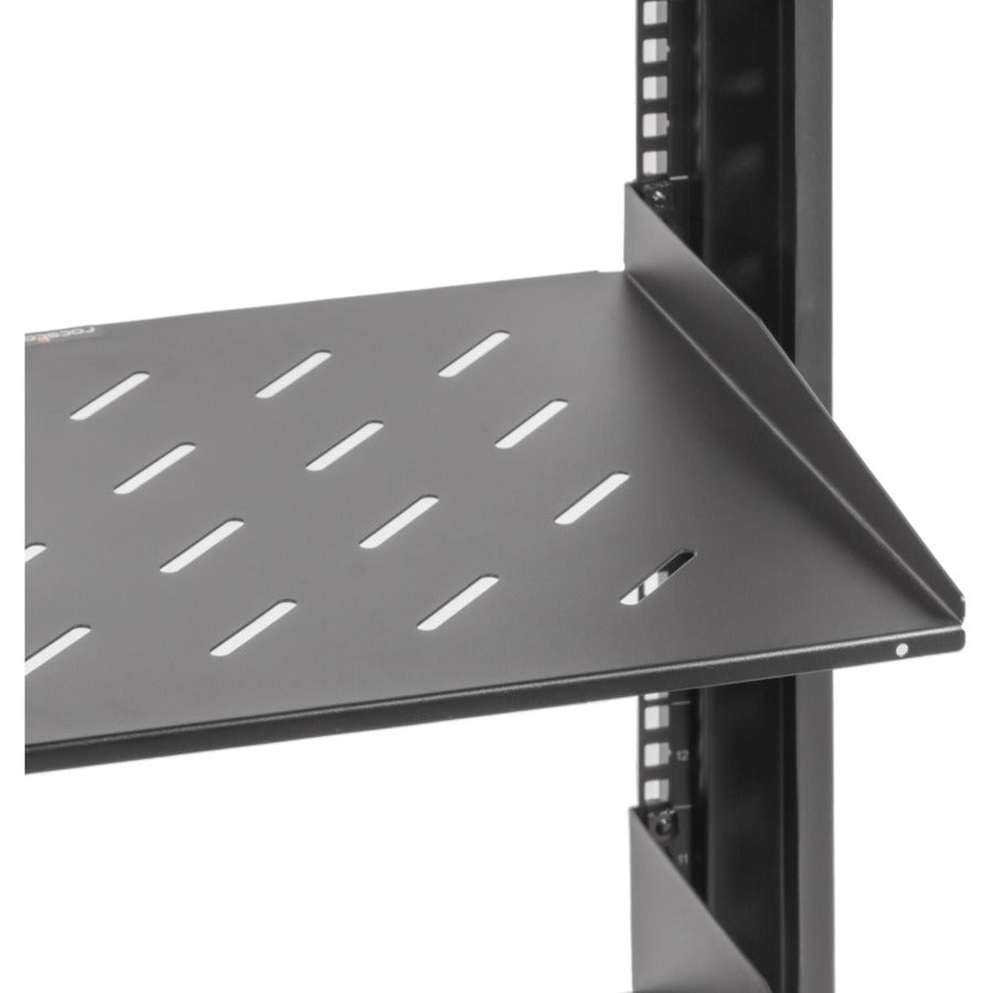 1U Universal Vented Rack Shelf,13.78In 350Mm Depth Black