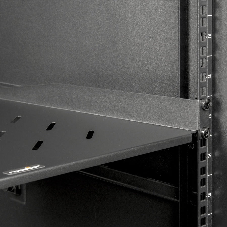 1U Universal Vented Rack Shelf,17.72In 450Mm Depth Black
