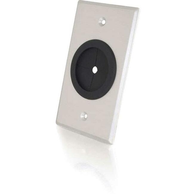 1.5In Grommet Cable Pass Through Single Gang Wall Plate - Brushed Aluminum