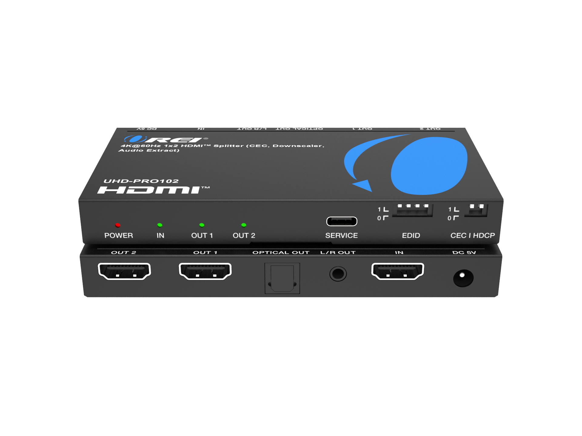 1x2 HDMI Splitter: 1-in 2-out, UltraHD 4K, Downscale, EDID (UHD-PRO102)