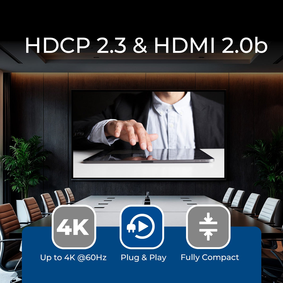 1x4 HDMI Splitter: 1-in 4-out, UltraHD 4K, Auto-Downscale, EDID (UHD-PRO104)