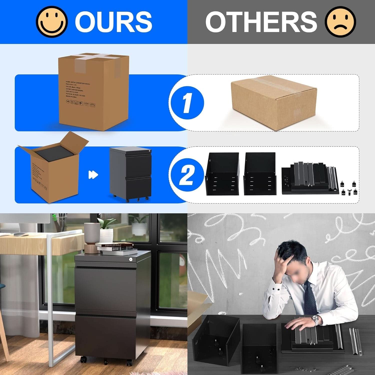2 Drawer File Cabinet Locking On Wheels Metal Office Storage Cabinet For Home And Small Business, Legal And Letter Size