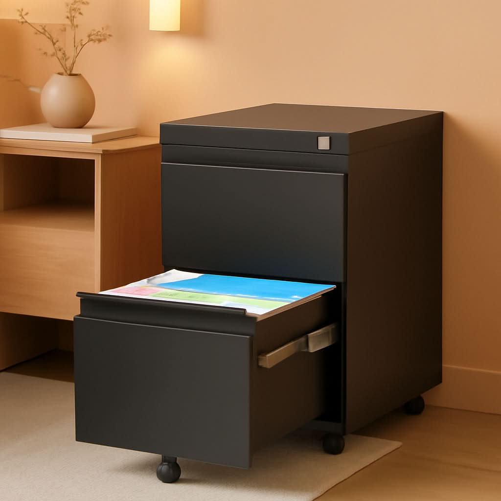 2 Drawer File Cabinet Locking On Wheels Metal Office Storage Cabinet For Home And Small Business, Legal And Letter Size