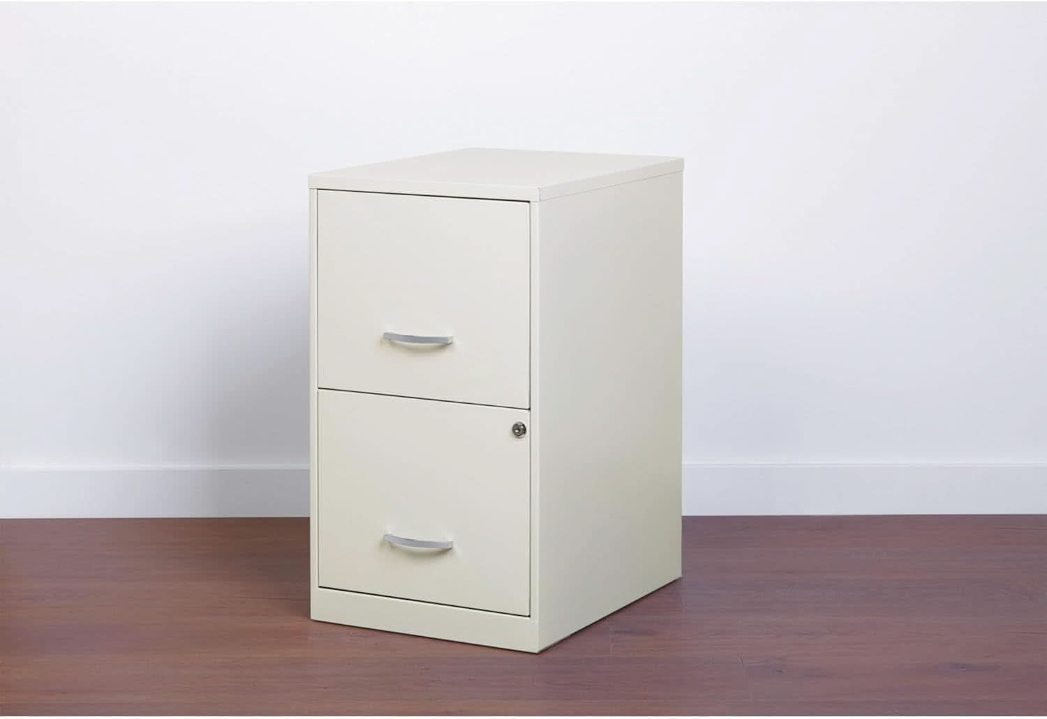 2-Drawer File Cabinet White 14.2 X 18 X 24.5 Inches Locking Drawers Steel Enamel