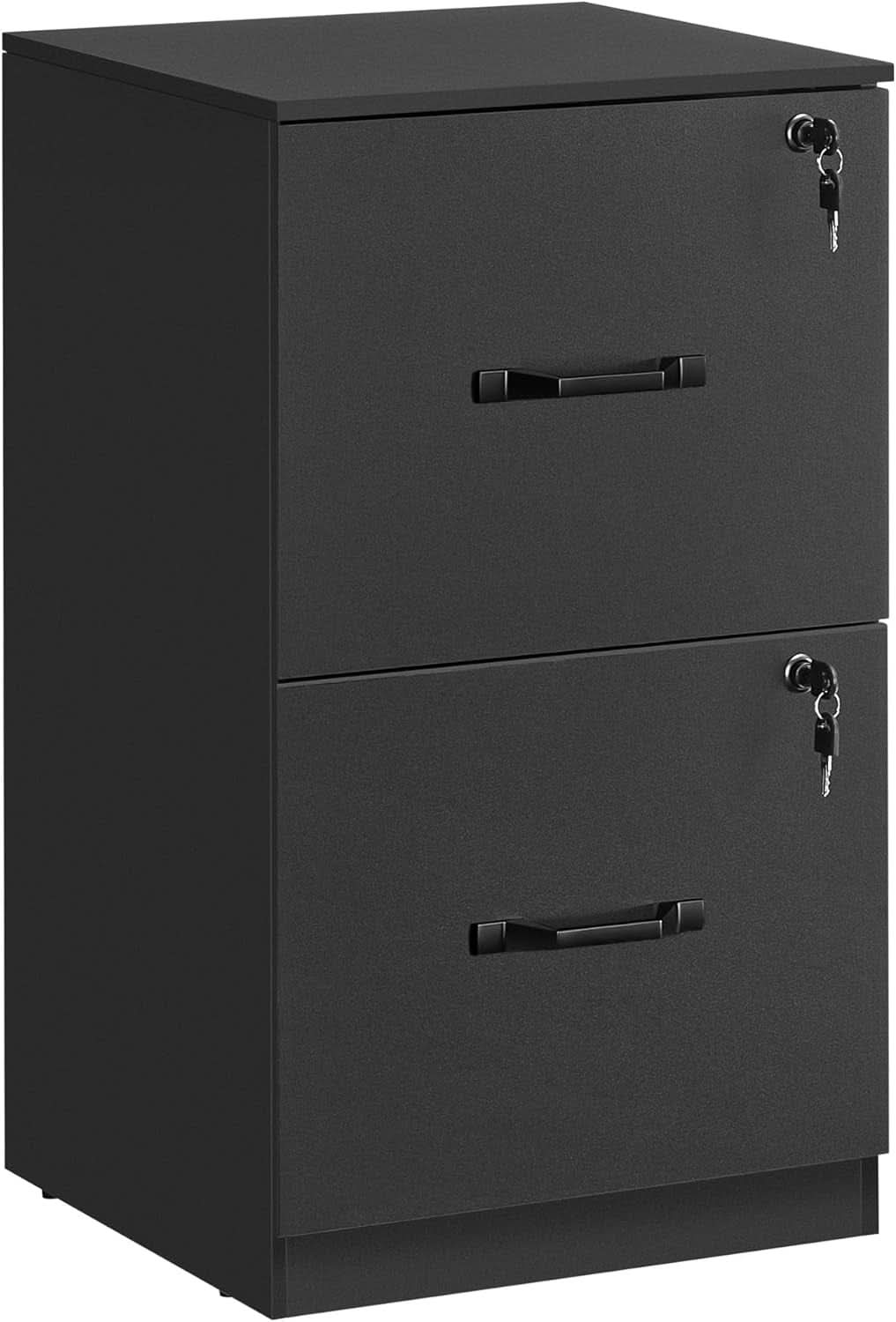 2 Drawer File Cabinet with Lock and Printer Stand, Fits A4 and Letter Size Files, Ink Black, Office Organizer, 15.7D x 16.1W x 27.9H Inches