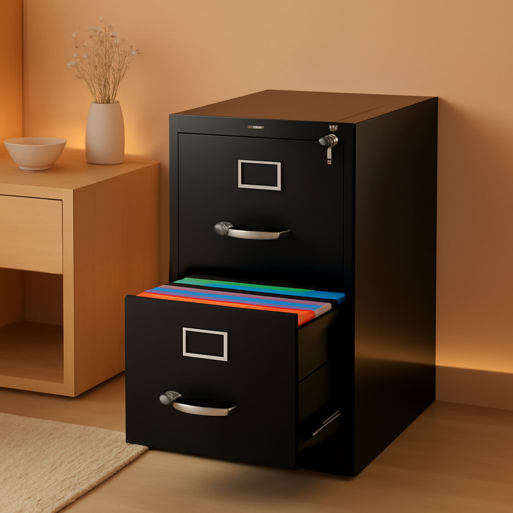 2 Drawer Locking Vertical File Cabinet Letter Size For Office Use