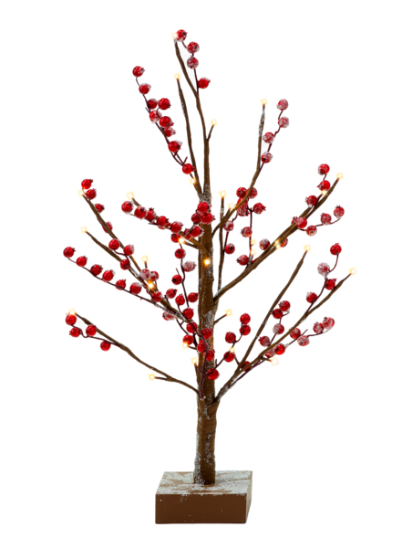2 Feet LED Warm White Light Up Red Berry Tree