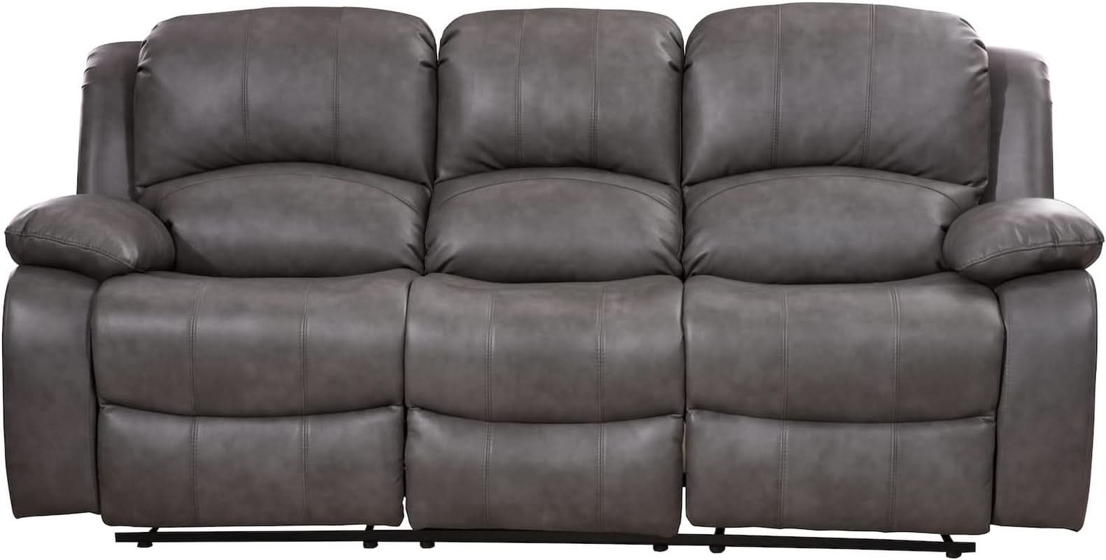 2 Piece Bonded Leather Reclining Sofa Loveseat Set Gray Living Room Furniture Set 8018
