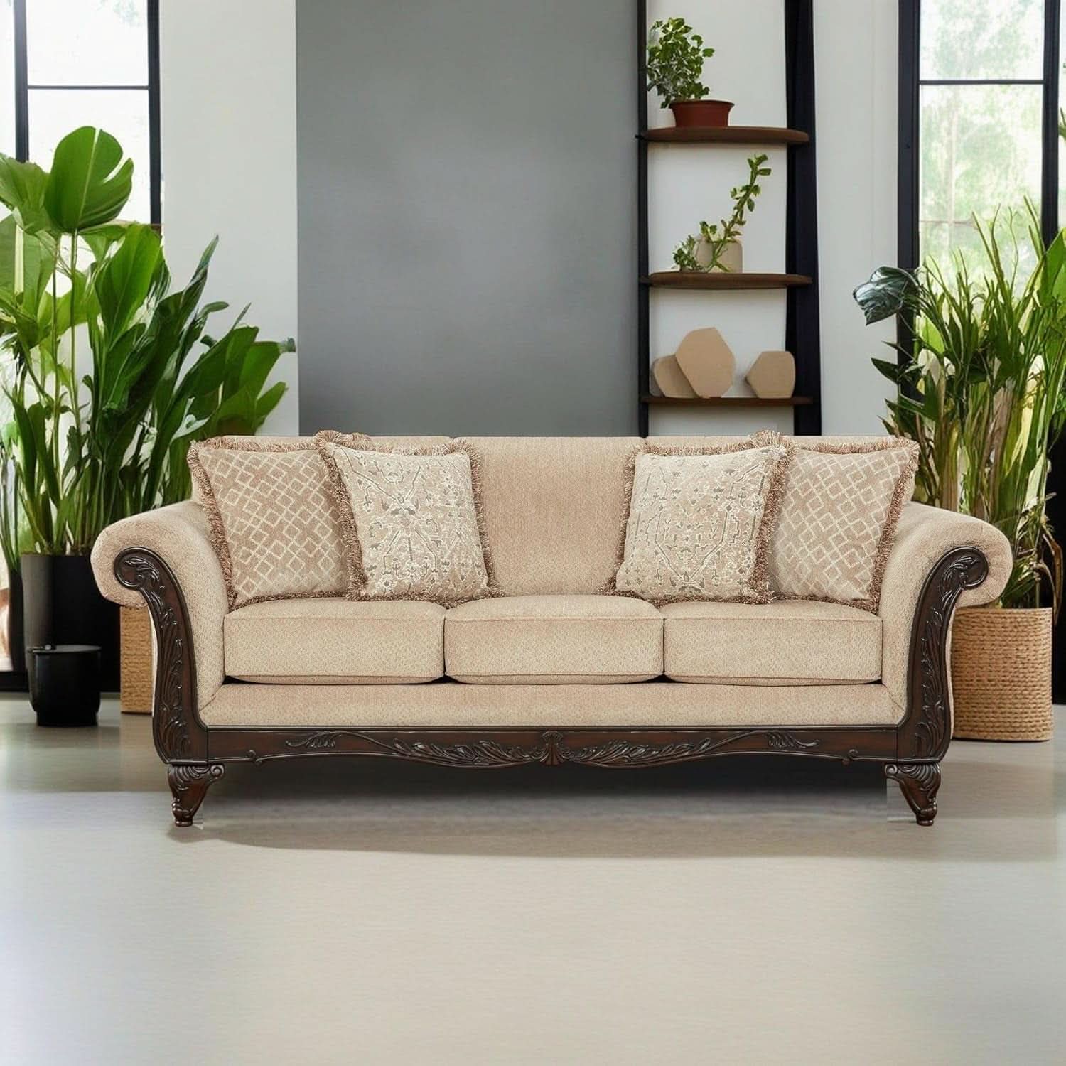 2 Piece Living Room Set Sofa and Loveseat in Beige Wheat
