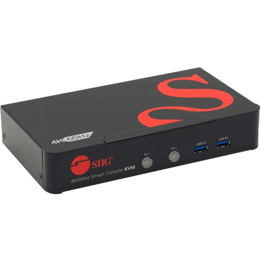 SIIG 2 Port 4K 60Hz DisplayPort 1.2 KVM Switch with USB 3.0 and Multi-Media ports CE-DP0F11-S1