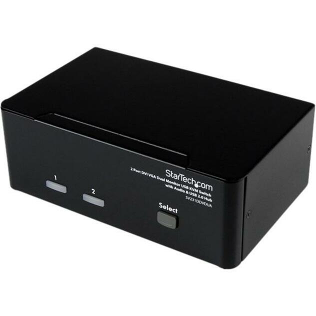 2 Port DVI VGA Dual Monitor KVM Switch with USB Hub - Professional Workspace Solution | TecISoft SV231DDVDUA