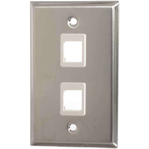 2-Port Single Gang Multimedia Keystone Wall Plate - Stainless Steel
